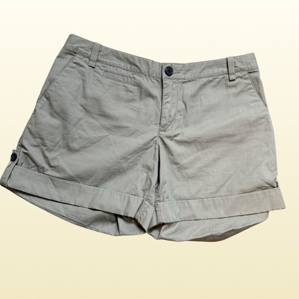 Banana Republic City Chino Cuffed Shorts Sz 4 Womens Khaki Tan Cuffed Preppy